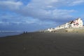 Eroded beach and constructions Royalty Free Stock Photo