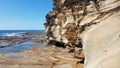 Eroded Cliff Face at Avoca Beach near the Rock Platform New South Wales Australia Royalty Free Stock Photo