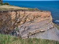 On eroded coastal cliffs near Whitby, strata of the Whitby Mudstone Formation - Sedimentary Bedrock