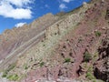 Eroded colored mountain texture in the Valley of Markah in Ladakh, India. Royalty Free Stock Photo