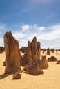 Eroded limestone pinnacles formations located in Nambung National Park, Western Australia Royalty Free Stock Photo