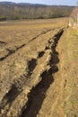 Eroded field soil erosion Royalty Free Stock Photo