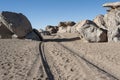 Eroded geological rock formations around ÃÂrbol de Piedra, Siloli Desert, Bolivia Royalty Free Stock Photo