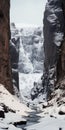 Eroded Interiors: Captivating 8k Resolution Photo Of A Dogon Art Inspired Ice Waterfall