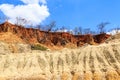 Eroded landscape of red and yellow stone