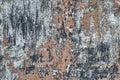 Eroded metal texture with black paint splashes, abstract grunge background Royalty Free Stock Photo