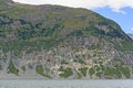 Eroded Mountain along a Glacial Fjord