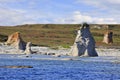 Eroded rocks on Nue Island coastline in Mingan Archipelago, Quebec