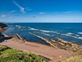 Eroded rocky sills on the Northumberland Coast near Scremerston, south of Berwick-upon-Tweed - part of the Alston Formation