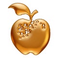 Eroded or Rotten Golden Apple Isolated on a White Background