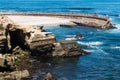 Eroded Sandstone Cliffs Near the La Jolla Children`s Pool Royalty Free Stock Photo