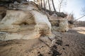 Eroded Sandstone Formations Amidst Tranquil Forest Landscape Veczemju cliffs, Latvia Royalty Free Stock Photo