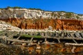 Colorful white-red cliffs in Hunstanton UK,interesting for biologists and geologists