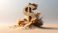 Eroding Dollar Sign Made of Sand on Windy Surface. Economy Concept. Generated Image Royalty Free Stock Photo