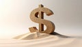 Eroding Dollar Sign Made of Sand on Windy Surface. Economy Concept. Generated Image Royalty Free Stock Photo
