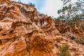 Eroding orange sandstone cliffs. Royalty Free Stock Photo