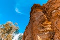 Eroding orange sandstone cliffs.