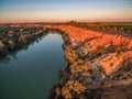 Eroding sandstone cliffs over Murray River. Royalty Free Stock Photo