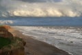 Eroding soft clay cliffs and coastline of Yorkshires east coast, UK. Royalty Free Stock Photo