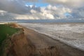 Eroding soft clay cliffs and coastline of Yorkshires east coast, UK. Royalty Free Stock Photo