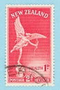Eros, Greek God on Stamp in Red