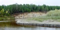 Erosion corrosion of the sandy round shore of a small Northern Yakut river.