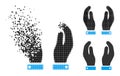 Erosion and Halftone Dotted Care Hands Icon