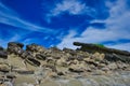 The erosion of the ocean and weathering. Forms strange rocks and stones. Royalty Free Stock Photo