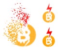 Erosion Pixelated Bitcoin Crash Icon with Halftone Version