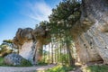 Erosion rock formations in Enchanted City park, Cuenca,Spain Royalty Free Stock Photo