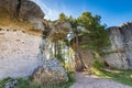 Erosion rock formations in Enchanted City park, Cuenca,Spain Royalty Free Stock Photo