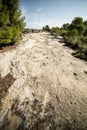 Erosion on the rock and Mount Arabi, Yecla, Murcia, Spain Royalty Free Stock Photo