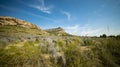 Erosion on the rock and Mount Arabi, Yecla, Murcia, Spain Royalty Free Stock Photo