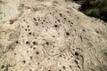 Erosion on the rock and Mount Arabi, Yecla, Murcia, Spain Royalty Free Stock Photo