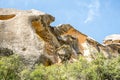 Erosion on the rock and Mount Arabi, Yecla, Murcia, Spain Royalty Free Stock Photo