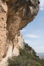 Erosion on the rock and Mount Arabi, Yecla, Murcia, Spain Royalty Free Stock Photo