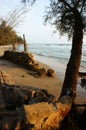 Erosion, wave destroy seawall, effect of climate change