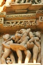 Erotic basrelief of Kajuraho temple Royalty Free Stock Photo