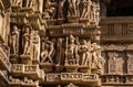 Erotic carvings, at Khajuraho Temples,