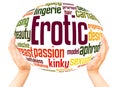 Erotic word cloud hand sphere concept Royalty Free Stock Photo