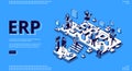 ERP enterprise resource planning isometric landing Royalty Free Stock Photo