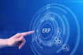 Erp enterprise resource planning system for management database, digital technology software for hr and service
