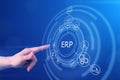 Erp enterprise resource planning system for management database, digital technology software for hr and service Royalty Free Stock Photo