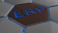 ERP on futuristic hexagons in blue backlight Royalty Free Stock Photo