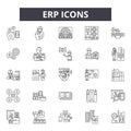 Erp line icons, signs, vector set, outline illustration concept Royalty Free Stock Photo