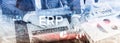 ERP system, Enterprise resource planning on blurred background. Business automation and innovation concept