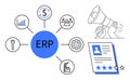 ERP System Featuring Key Functional Areas and Business Process Optimization Royalty Free Stock Photo