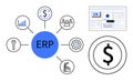 ERP System Integration with Business Processes and Data Analytics for Optimized Resource Management Royalty Free Stock Photo
