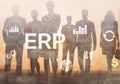 ERP system integration concept with gears, data flow and business process automation Royalty Free Stock Photo