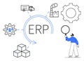 ERP System Integration with Supply Chain, Production, and Workforce for Streamlined Processes Royalty Free Stock Photo